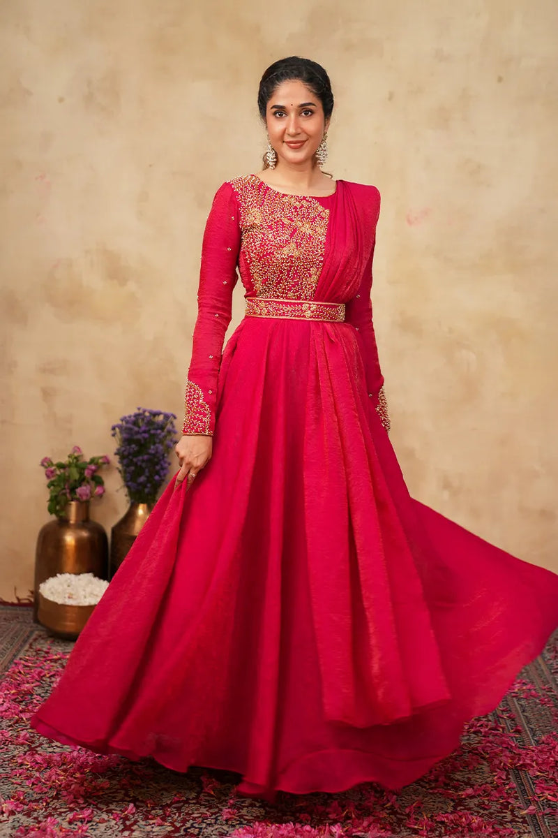 DD1031 -  RANI CRUSH TISSUE ANARKALI