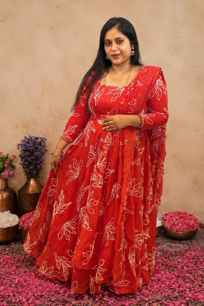 DD1041 - BLOOM MUL CHANDHERI BUDGET FRIENDLY ANARKALI