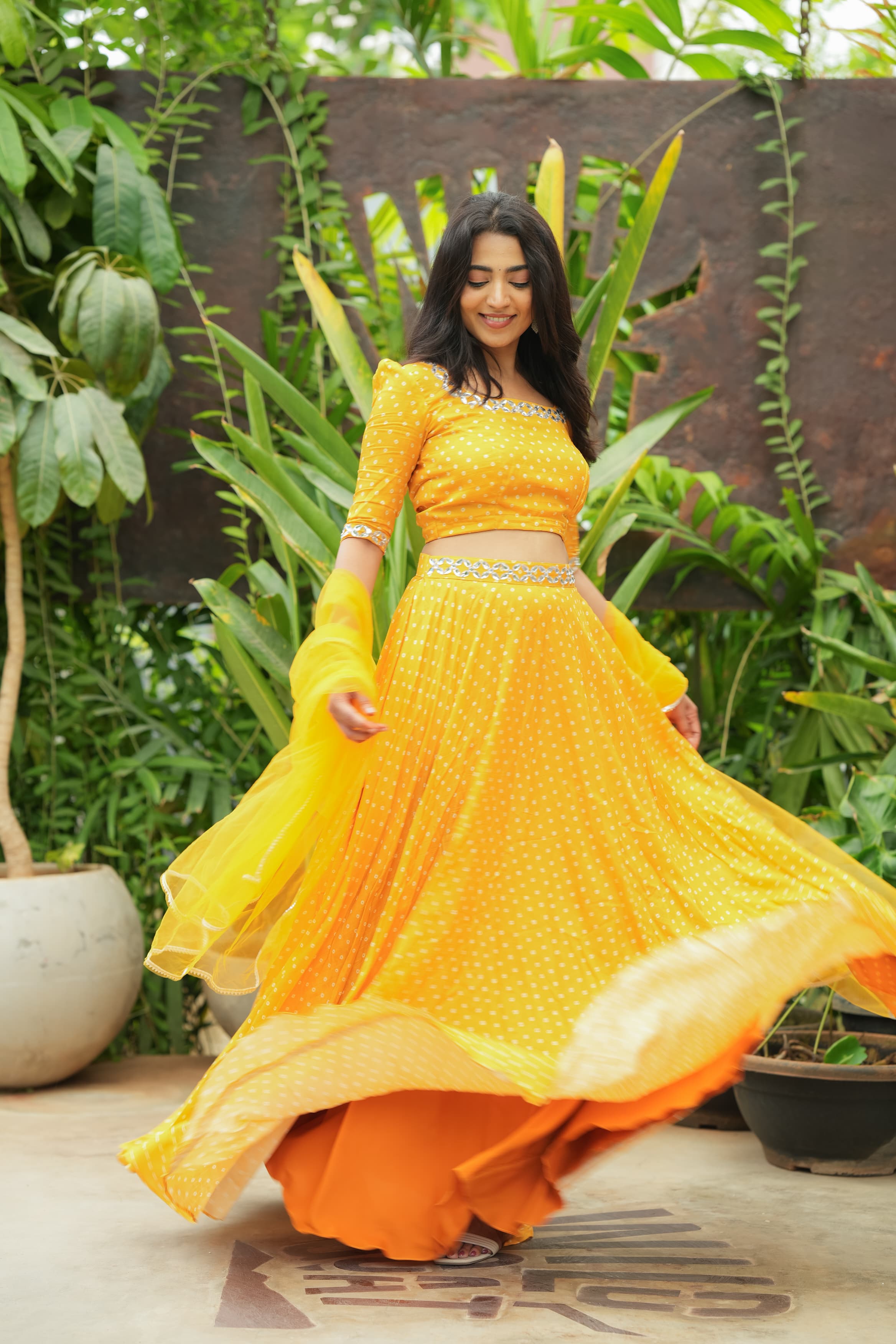 DD562 - Aadhya Yellow Bandhini Lehanga