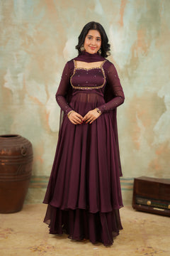 DD799 - Mayura Premium Designer Slit Top and Skirt