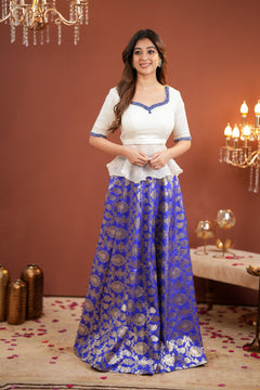 DD779 - Suja Premium Peplum Top with Banaras Skirt