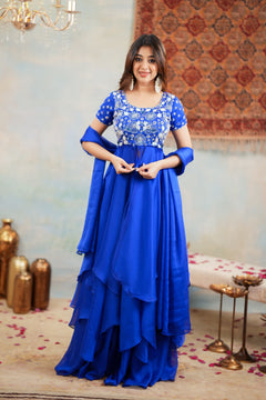 DD793 - Shivani Premium Designer Slit Top and Skirt