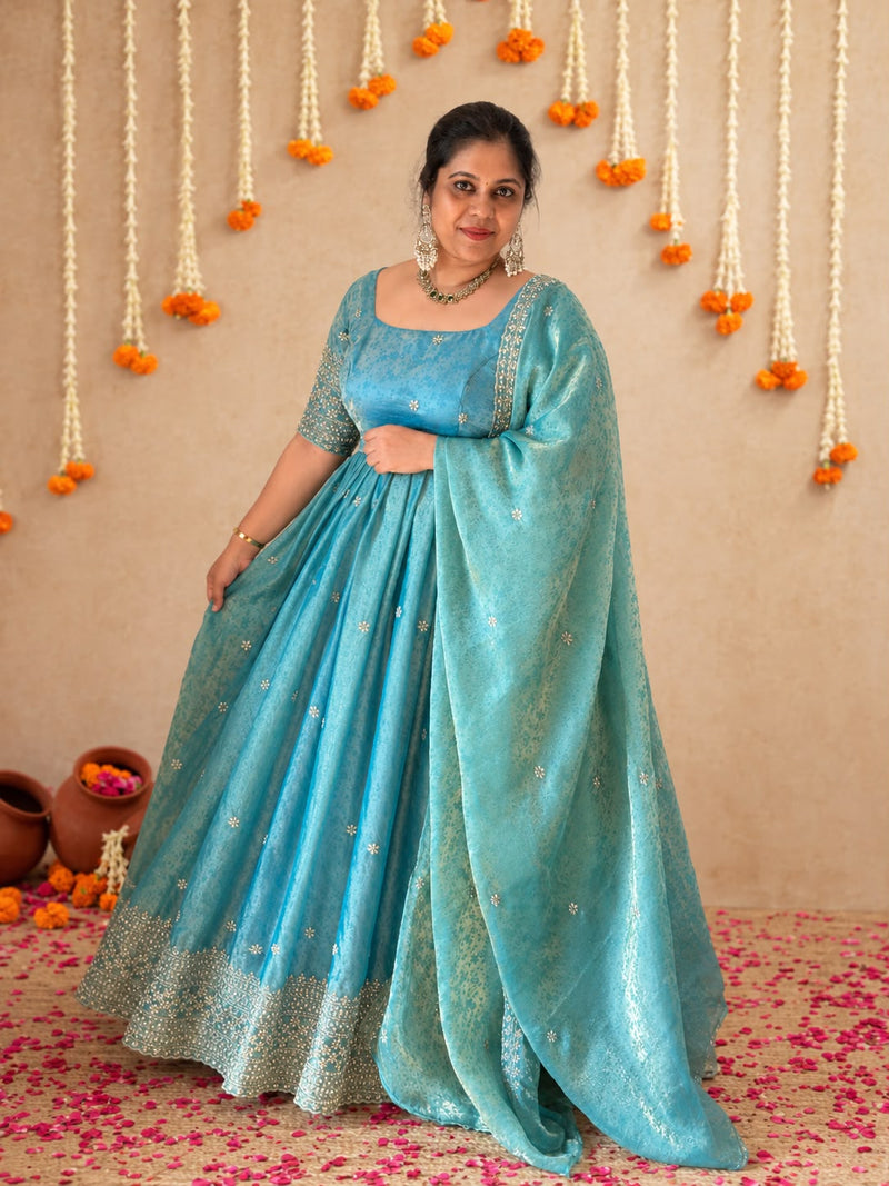 Swasthika Premium Crush Spacesilk  Anarkali - DD1062