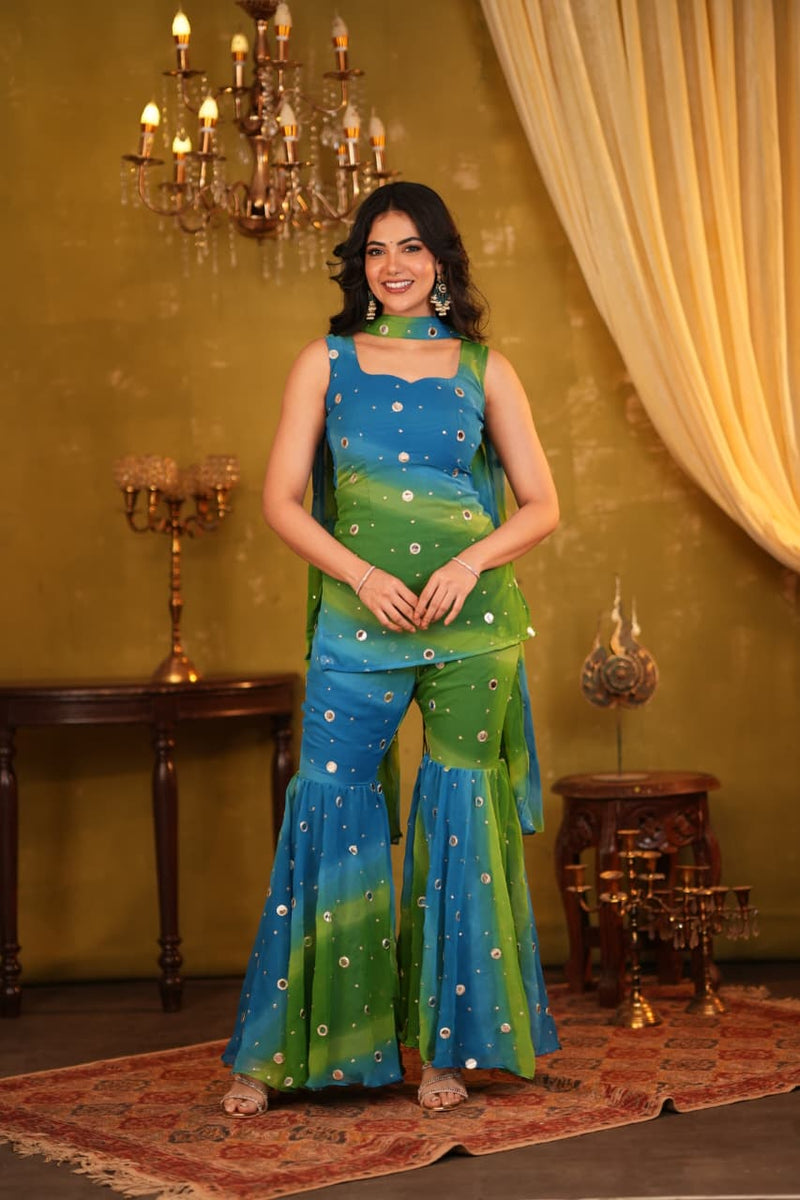 Ziayana Premium Bandhini Sharara Set - DD1087