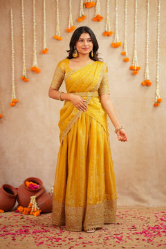 Swathika Premium Crush Spacesilk Halfsaree - DD1045