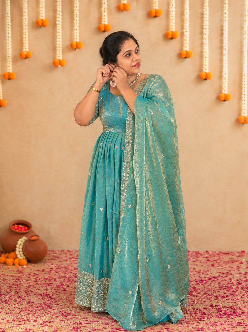 Swasthika Premium Crush Spacesilk  Anarkali - DD1062