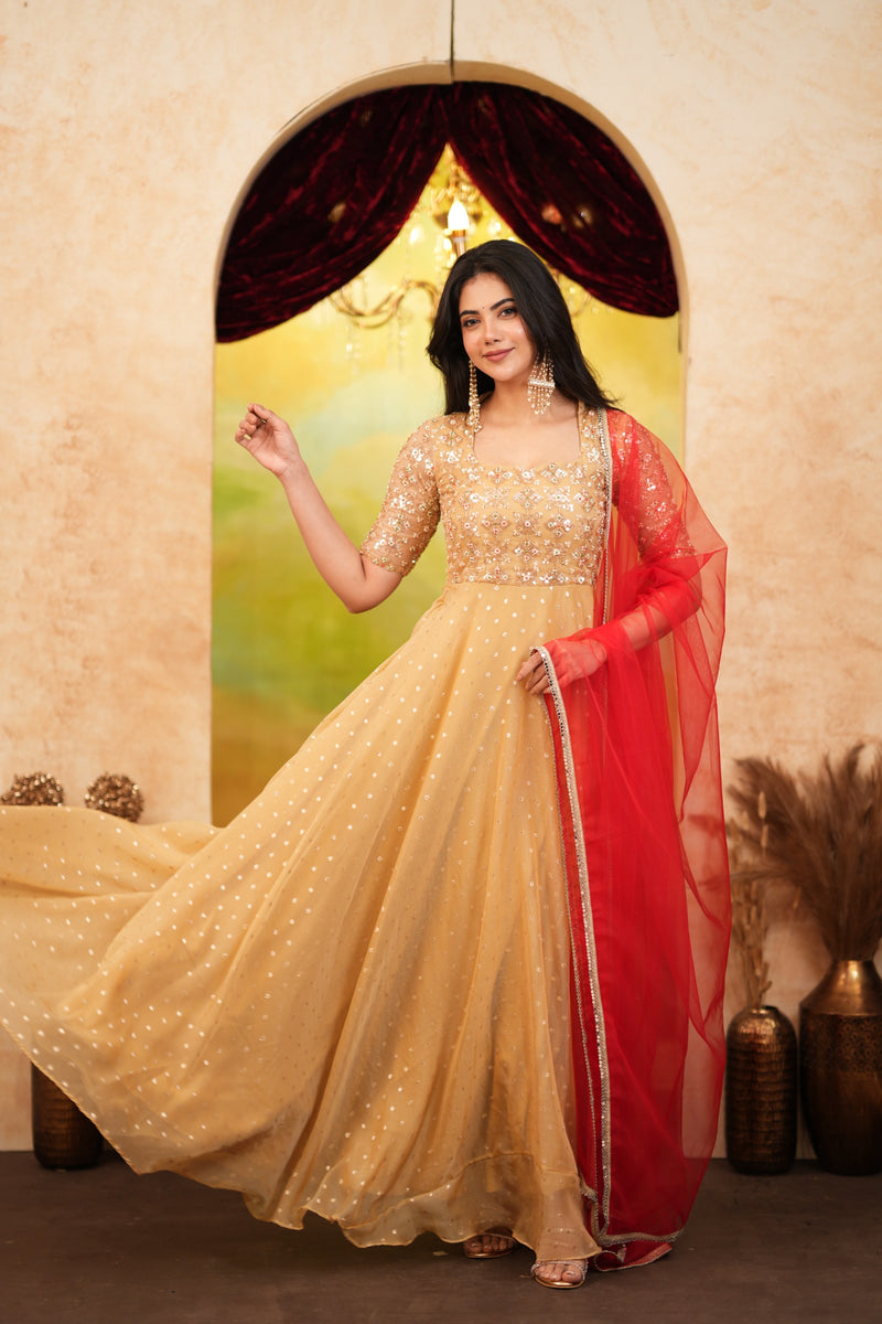 Nandita Premium Soft Butti Organza Anarkali - DD1078